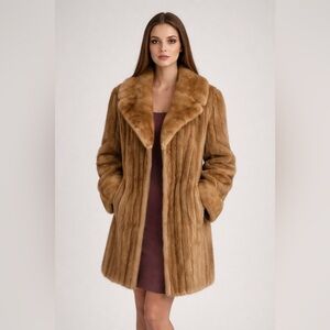 Boston store leather &real mink coat size Medium